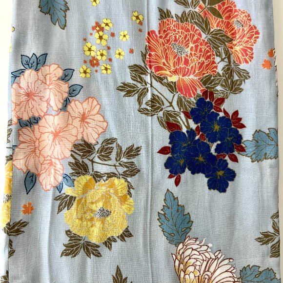 Sz 00- Smythe Mid-Rise Cropped Length Baby Blue Floral Flood Trouser Pants - Picture 11 of 15